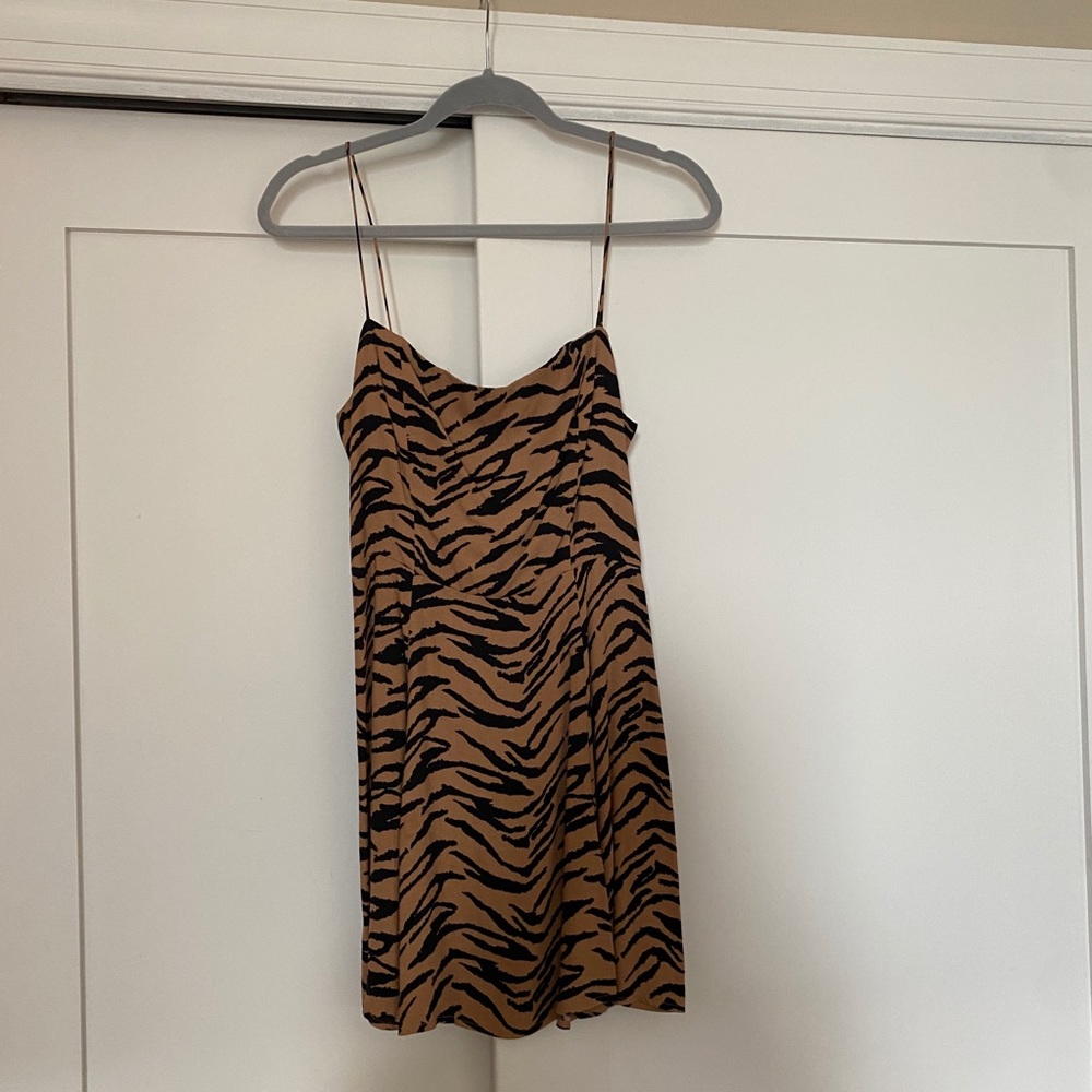 Reformation tiger print dress with tie detail straps - size 4